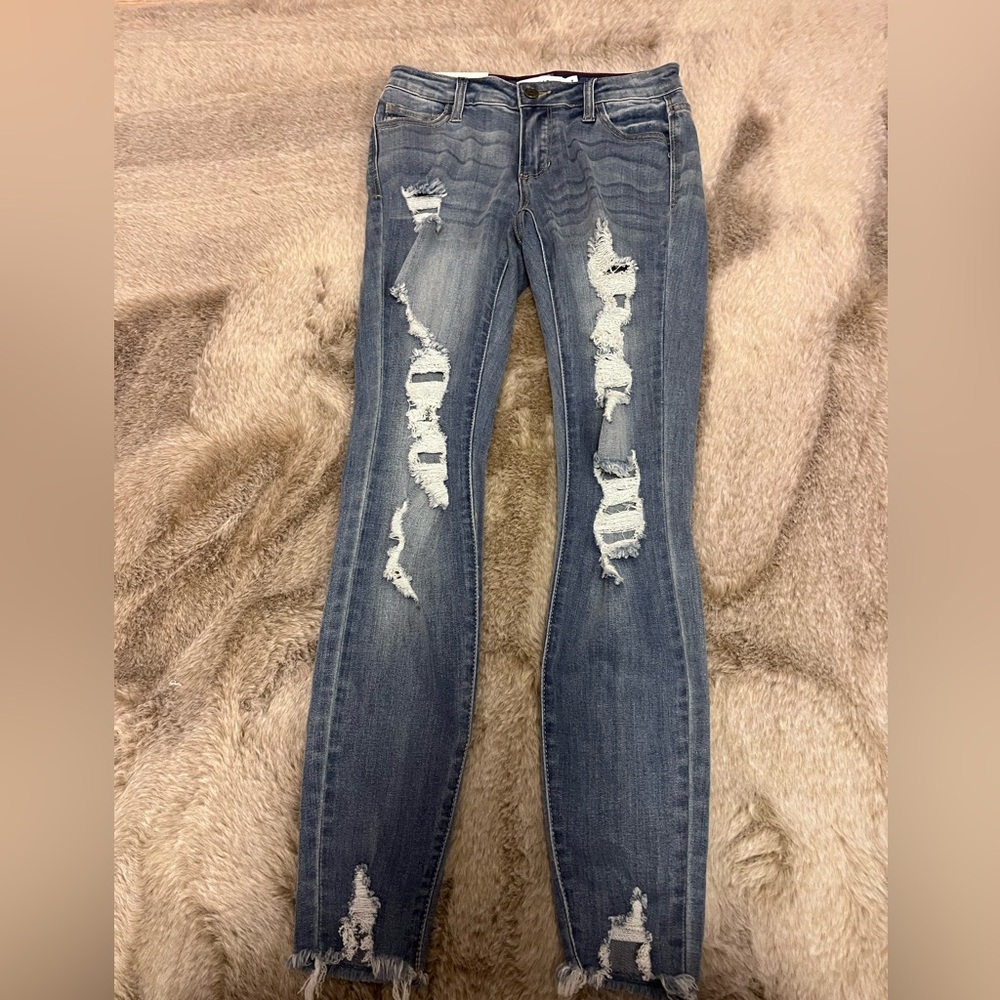 Custom Distressed Blue Jeans